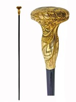 Victorian Gold Handle Walking Stick 19th Century