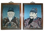 Pr of Chinese Export Eglomise Paintings 19th Century