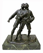 Valenta (Austrian School) Bronze of Two Men C. 1920