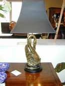 Set of Four American Brass Swan Lamps 19th C.