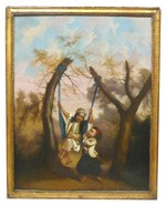Anglo Indian Portrait of Children Oil on Canvas 18th C
