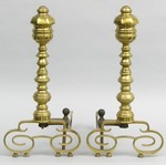 Pair of English Brass Andirons 19th Century