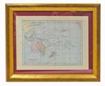 Map of OCEANIA in a Gilded Frame Circa 1920