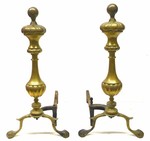 Pair of American Brass Andirons, 19th Century