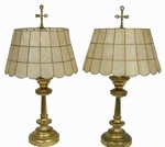 Pair of English Baroque Style Brass Lamps, 20th C