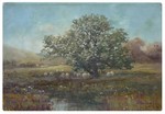 American School Oil Landscape with Cattle Circa 1880