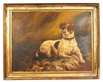 Jack Russel Oil on Board American School Dated 1895