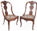 Pair Venetian Walnut Side Chairs C. 1830 Duquette