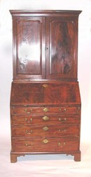 George III Mahogany Bureau Bookcase