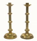Pair of American Brass Candlesticks, C. 1880
