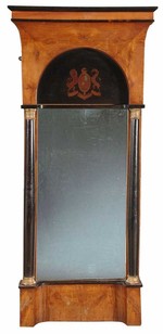 Biedermier Fruitwood and Ebonized Mirror, 19th C