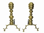 American Classical Brass Andirons 19th Century