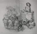 1867 Grandville Engraving of a Church Scene