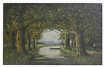 European School Landscape Oil Board Circa 1900