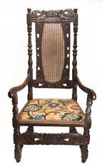 Charles II Carved Walnut Arm Chair Circa 1660